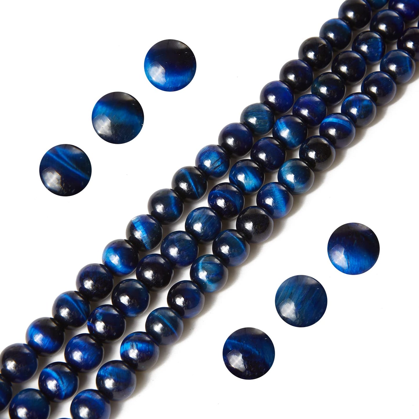 35pcs 10mm Blue Tiger Eye Beads Natural Gemstone Beads Round Loose Beads for Jewelry Making