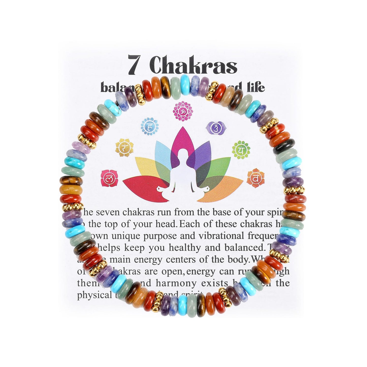 Top Plaza Chakra Crystal Bracelets for Women Natural Semi-Precious Gemstone Beaded Stretch Bracelet Spiritual Jewelry Gifts for Mom