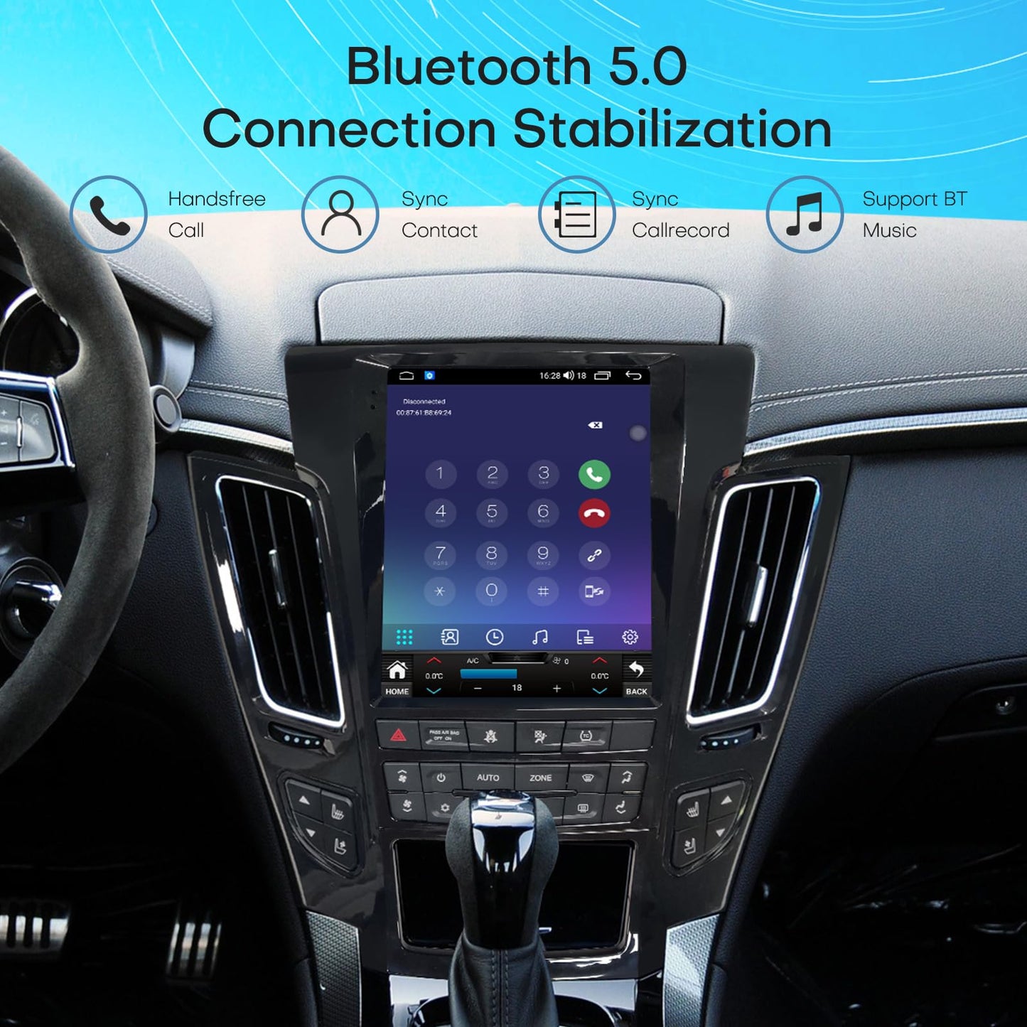 Car Radio for Cadillac CTS 2008-2012 Stereo Replacement Upgrade Carplay Android Auto Vertical Touch Screen Tesla Style with DSP in Dash Headunit Multimedia Player Audio Voice Control (Black)
