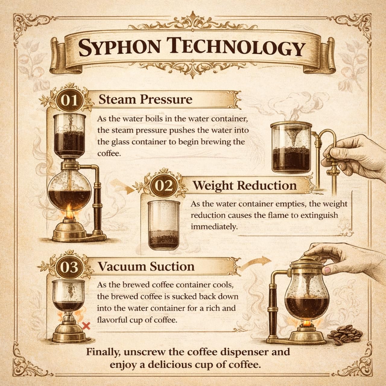Nispira Belgium Royal Family Balance Syphon Unique Gravity Vintage Coffee Maker Vacuum Brewing System Copper 500 ml