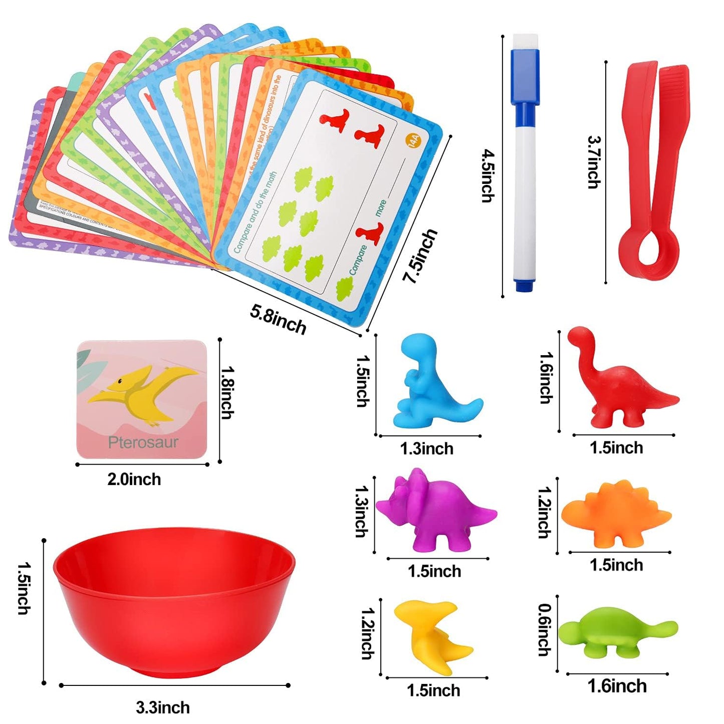 Counting Dinosaurs Montessori Toys for 3 4 5 Years Old Boys Girls Toddler Manipulatives Preschool Learning Activities Kindergarten Educational Sensory Fine Motor Skills Toys for Kids Ages 2-4 3-5 4-8