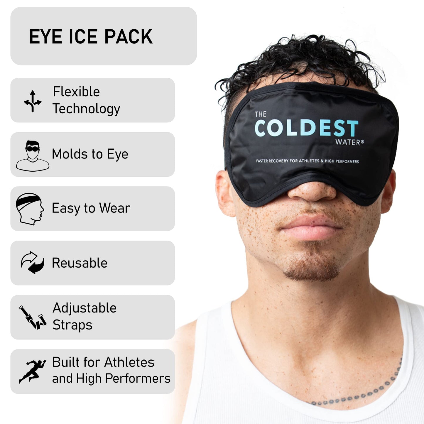 Coldest Eye Mask Cooling Gel Reusable Cold for Puffy Eyes, with Soft Plush Backing for Dark Circles, Migraine, Stress Relief