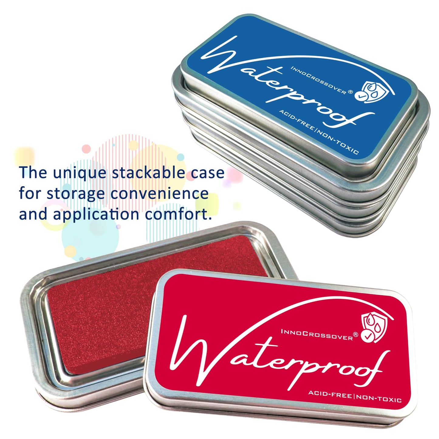 Ink Pads for Rubber Stamps, Rubber Stamps Pads- Permanent, Waterproof, Stamp Pads for Card Making, Scrapbooking Supplies, Christmas Ink Stamps, Hand Stamp Ink Pad, Non-Toxic (5 Ink Pad Bundles)