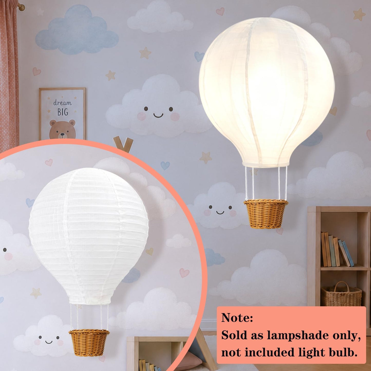 MASTRON 2 PCS Hot Air Balloon Lampshade Without Light, 16 Inch Hot air balloon decorations, Handmade lamp shades Hanging lantern for Nursery, Kids Room, Baby Shower Party Decor