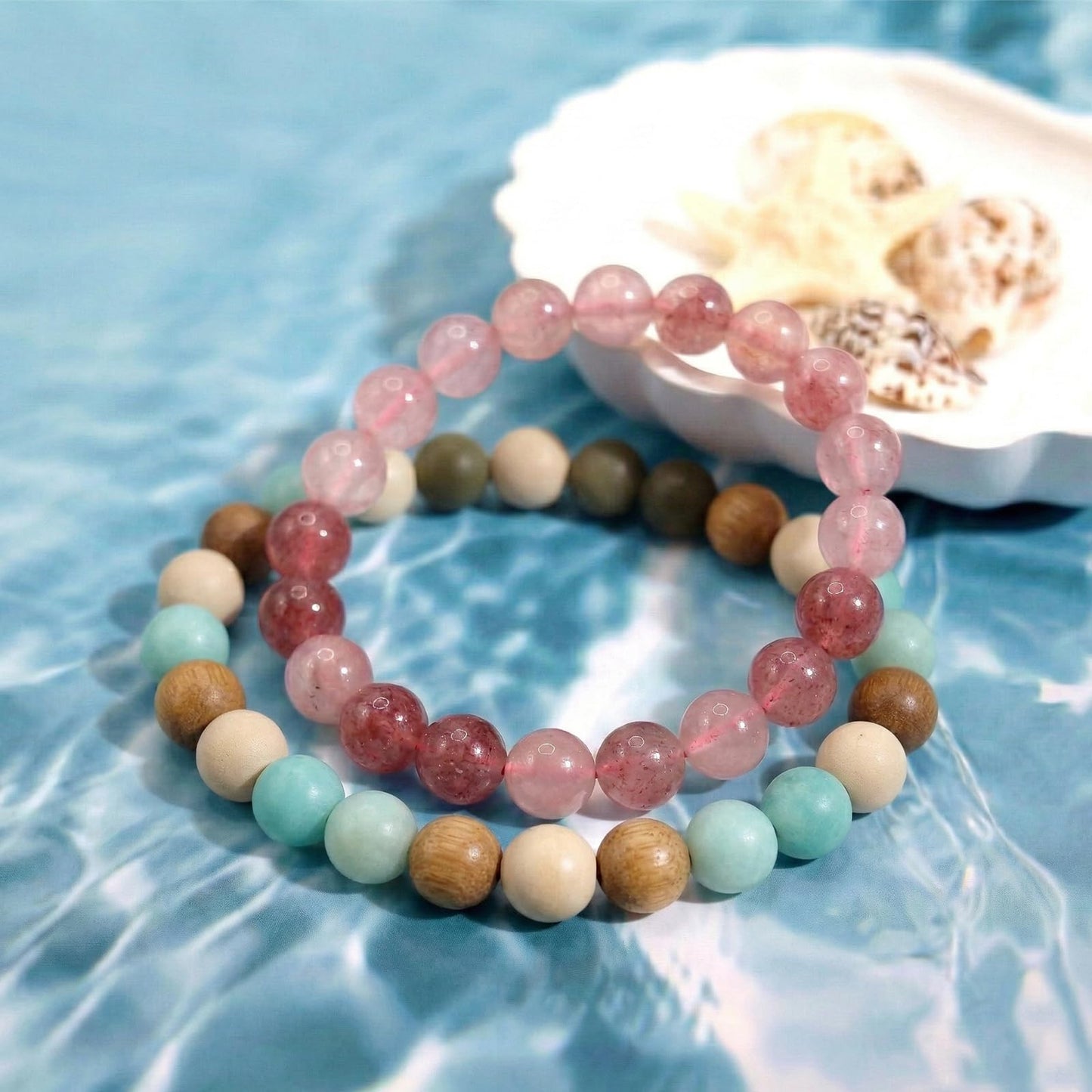 Kryllite Crystal Bracelets, Bracelet for Women, Nature Amazonite Crystal Stretch Elastic Bracelet, Nature Gemstone-8mm, Healing Stone Bracelets, Turquoise Jewelry Gifts for Women, Holiday