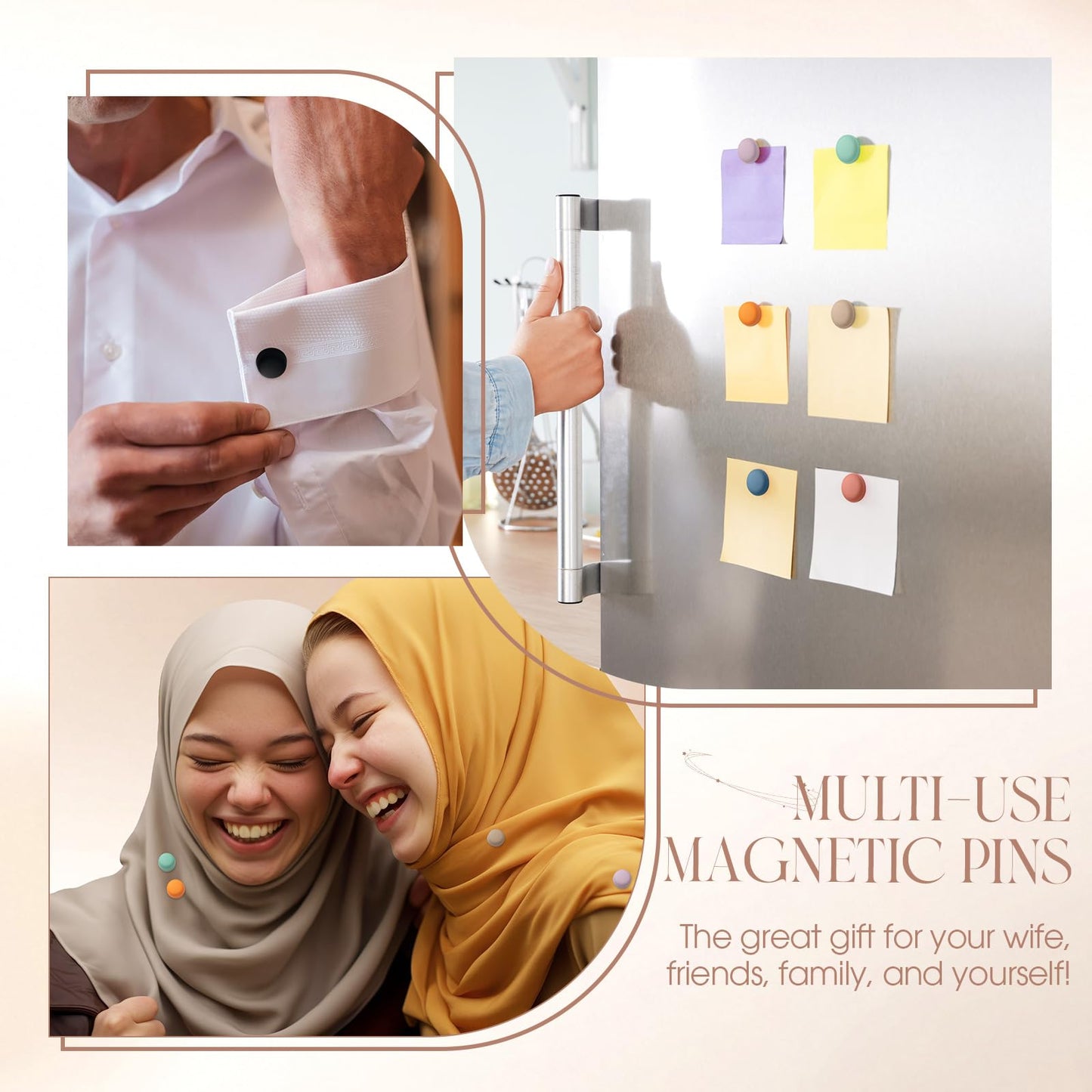 Janinka 30 Pairs Strong Hijab Magnets Pins for Women No-snag Multi-use Hijab Magnetic Buttons Bulk Colorful Pinless Magnetic Clasp for Hijabs Scarf Veil Clothes Dress