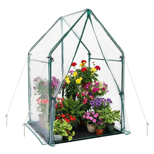 GreenGiggle Portable Greenhouse for Outsides, 36x36x59 Inch Green House Tent with PVC Cover, Garden Plant Protector with Zippered Door for Vegetables Flowers Fruits Herbs
