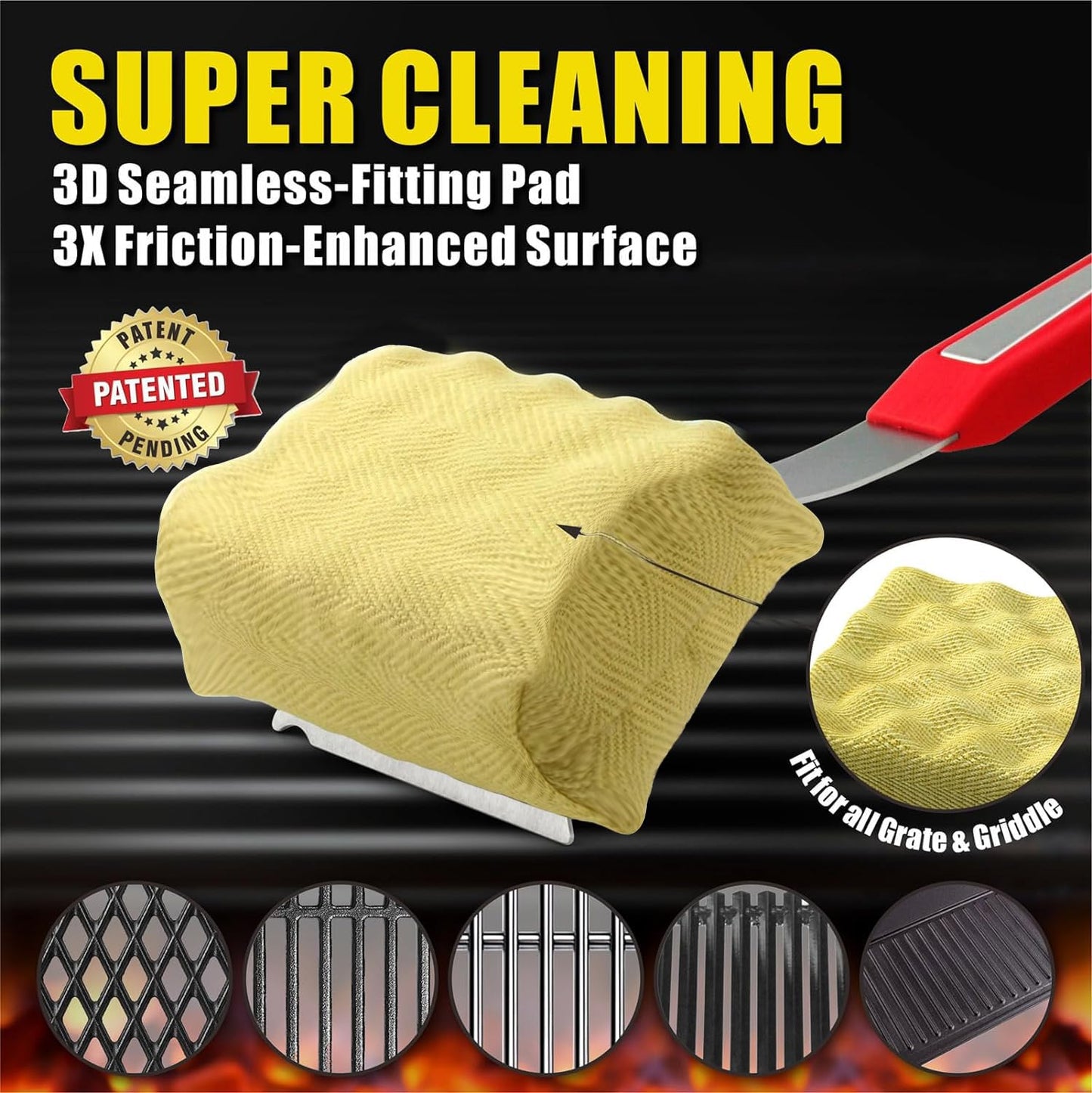 GRILLART Grill Brush Bristle Free, Replaceable BBQ Cleaning Pad (No Handle), Safe Replacement Cleaning Pad/Head for Cast Iron/Stainless Steel Grates - Red