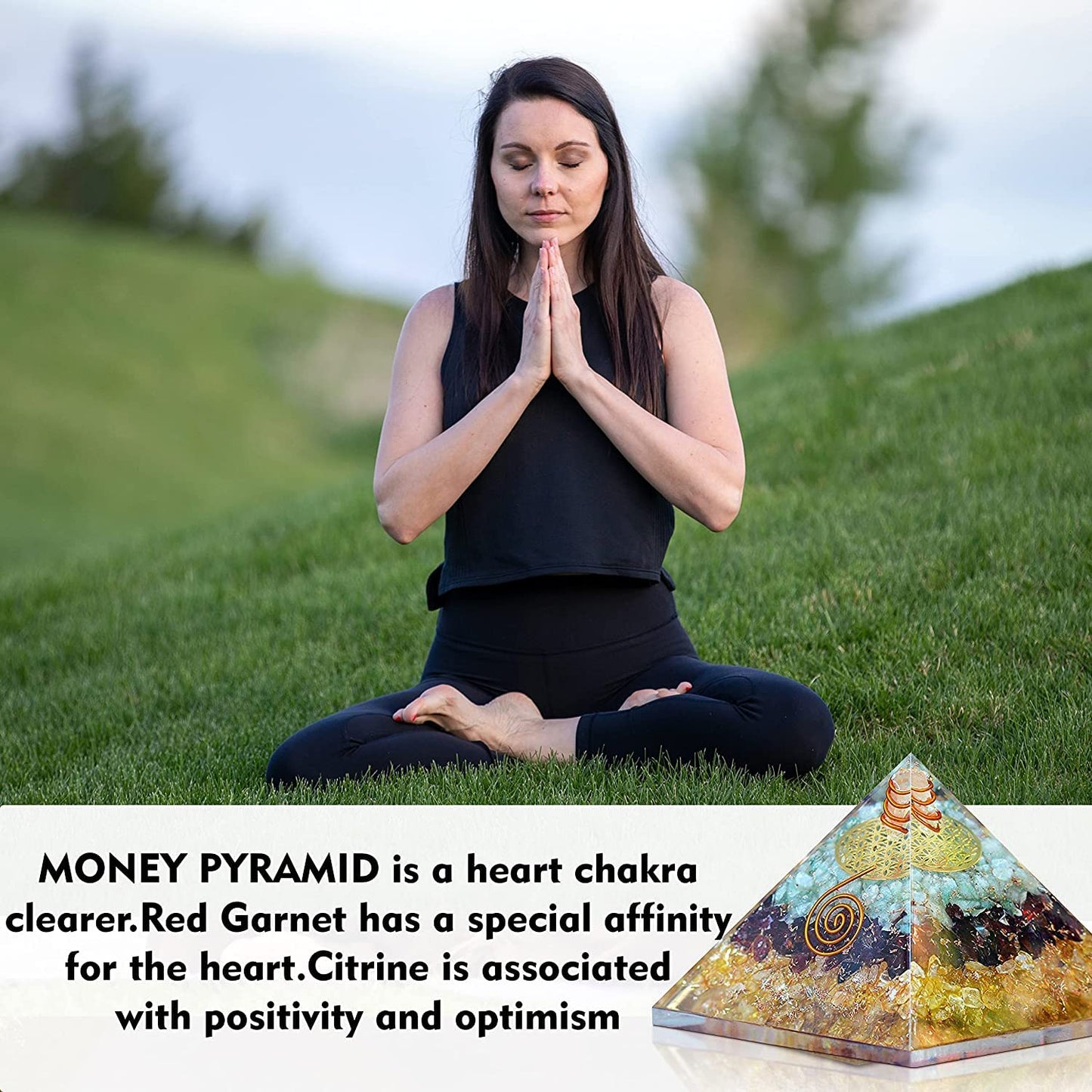 Triple Money Orgonite Pyramid Attract Wealth and Prosperity- Crystals Pyramid for Positive Energy And Meditation Yoga Positive Energy Crystal That Promotes Wealth, Prosperity and attracts Success