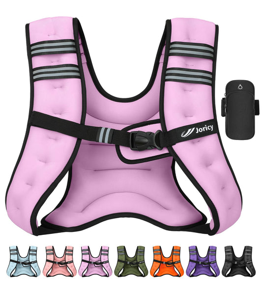 Weighted Vest for Woman Men 15lb Weight Vest with Reflective Stripe, Rucking Running Vests for Workout Walking Strength Training Weight Loss Fitness Muscle Building Weightlifting Light Purple