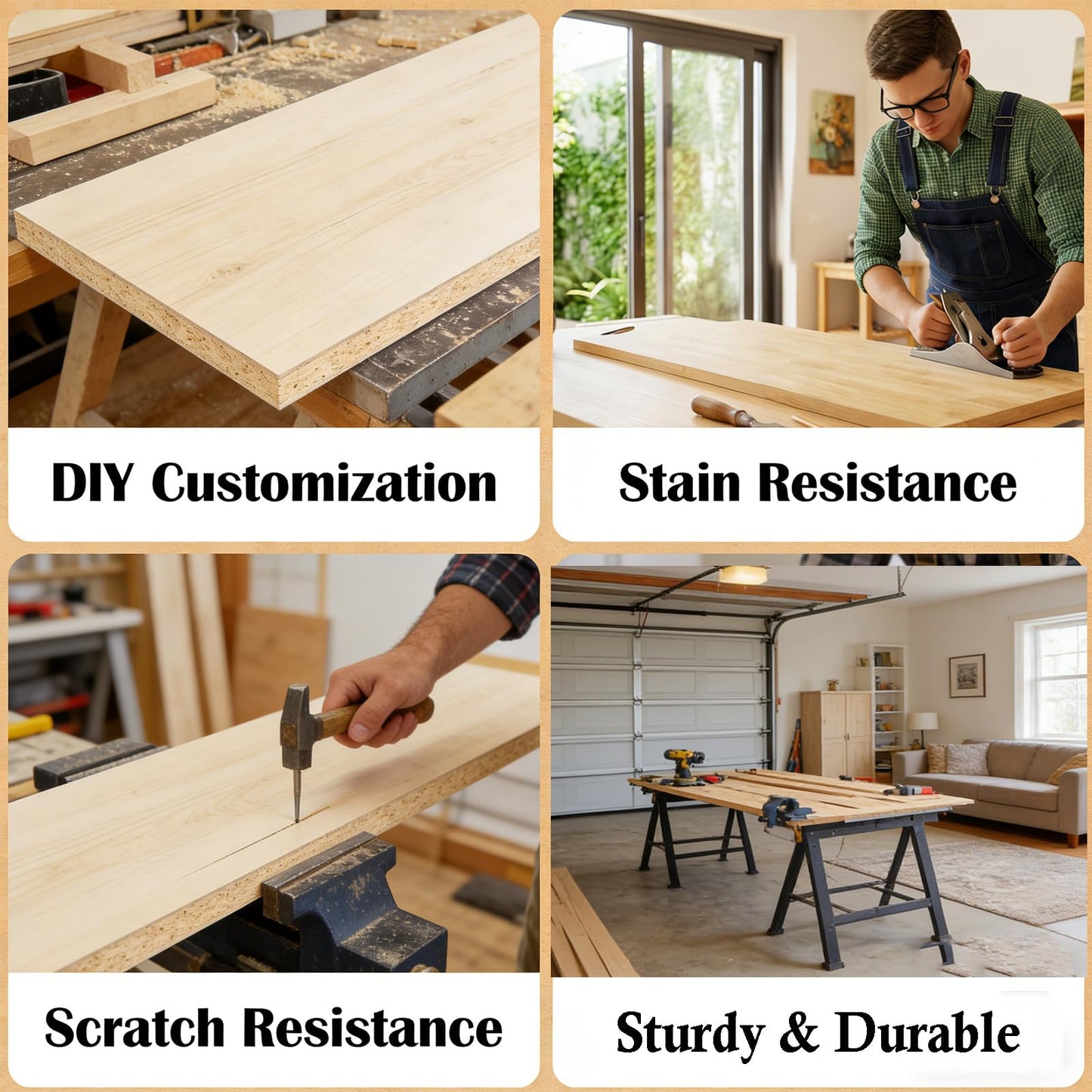 4FT x 25IN Solid Birch Wood Butcher Block Countertop - Intravast 1.5 Inch Thick Unfinished Heavy Duty DIY Butcher Block for Kitchen Island, Bar Top, Workbench, Laundry Room Dining Table