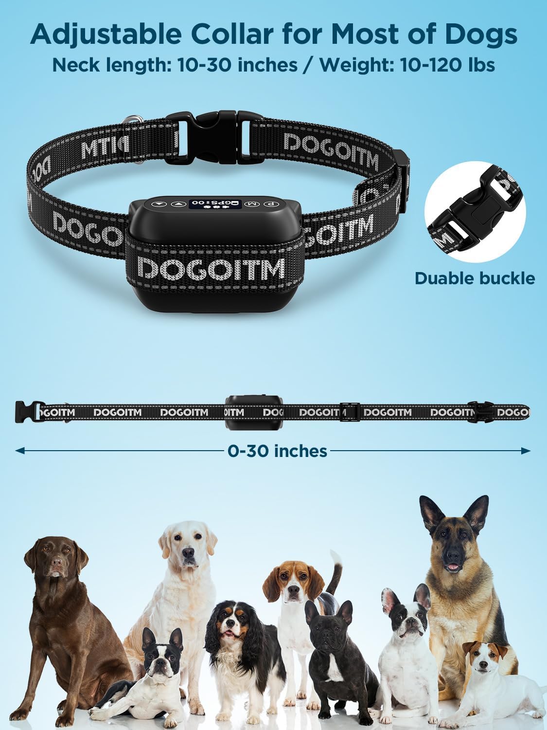 DOGOITM Wireless Dog Fence for 2 Dogs, GPS Wireless Dog Collar with 3 Warning Modes, Pet Containment System with AI Smart Signal, Electric Dog Fence for Outdoor Use(2 Collars)