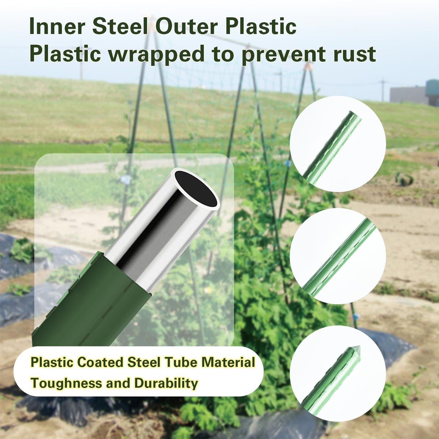 Sprigra Plant Stakes 36 inch, 3ft Steel Garden Stakes 25 Pack, Sturdy Plant Support for Climbing Plants, Tomatoes, Beans, Cucumbers, Peppers, Flowers, Potted, Strengthen and Stem to Grow Better