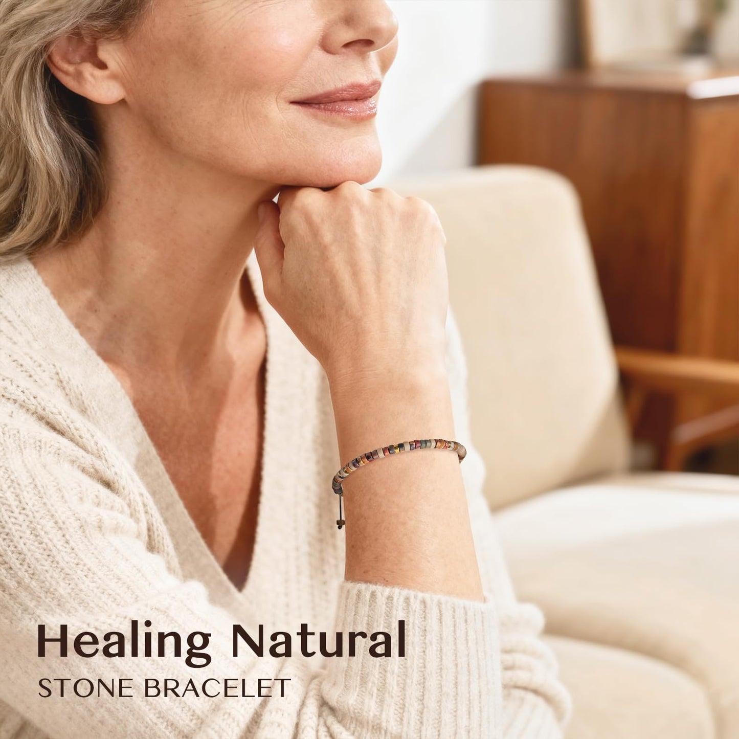 ZOKCC Aunt Gifts Bracelets for Women Healing Natural Stone Beads Bracelets - Inspirational Mothers Day Christmas Birthday Gifts for Aunt from Niece