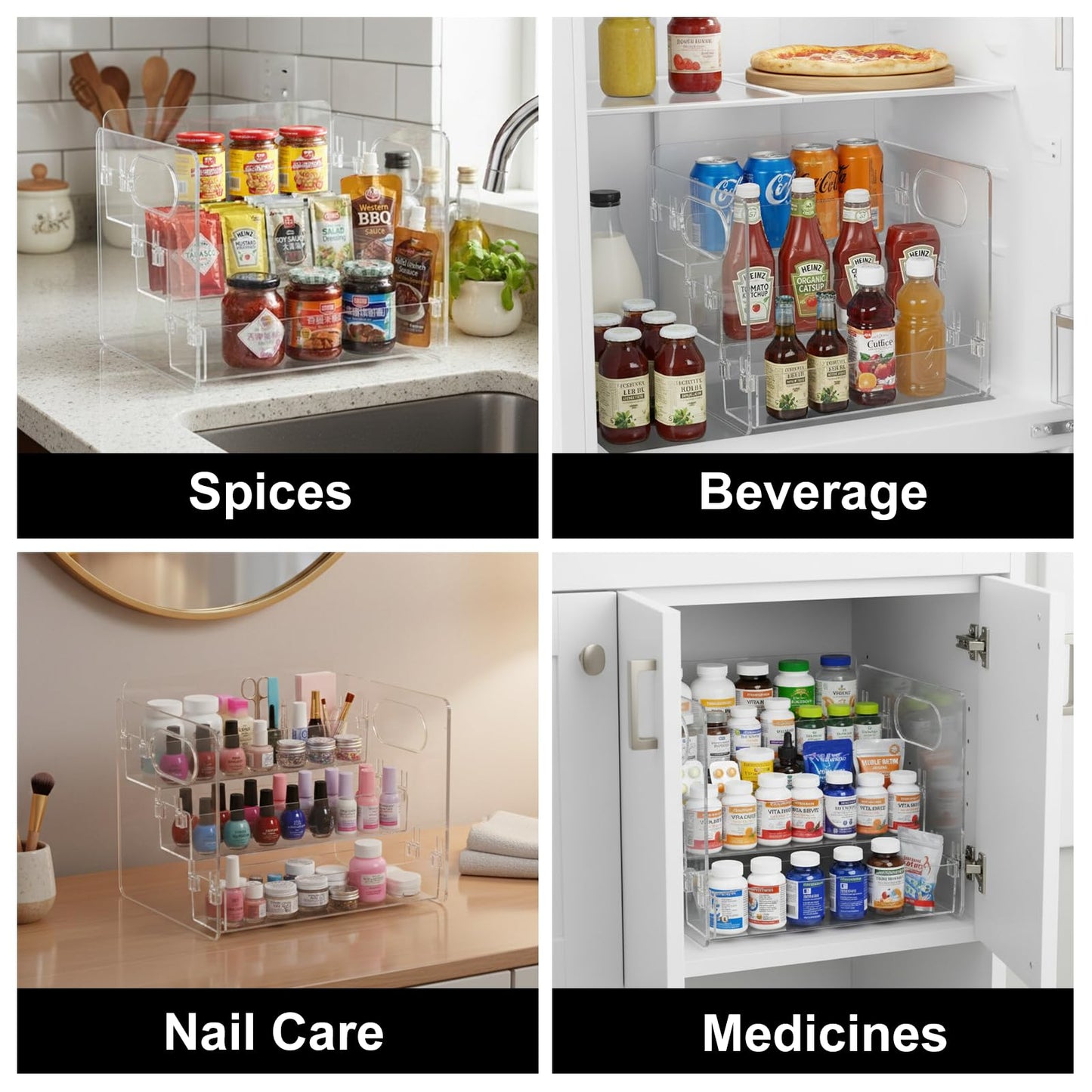 Wiojtry 3-Tier Vitamin Storage Organizer, Organizer for Vitamin Bottles And Medicine Bottle, Vitamin Bottle Organizer for Countertop, Bathroom Cabinet Storage Items Are Clearly Visible (1)