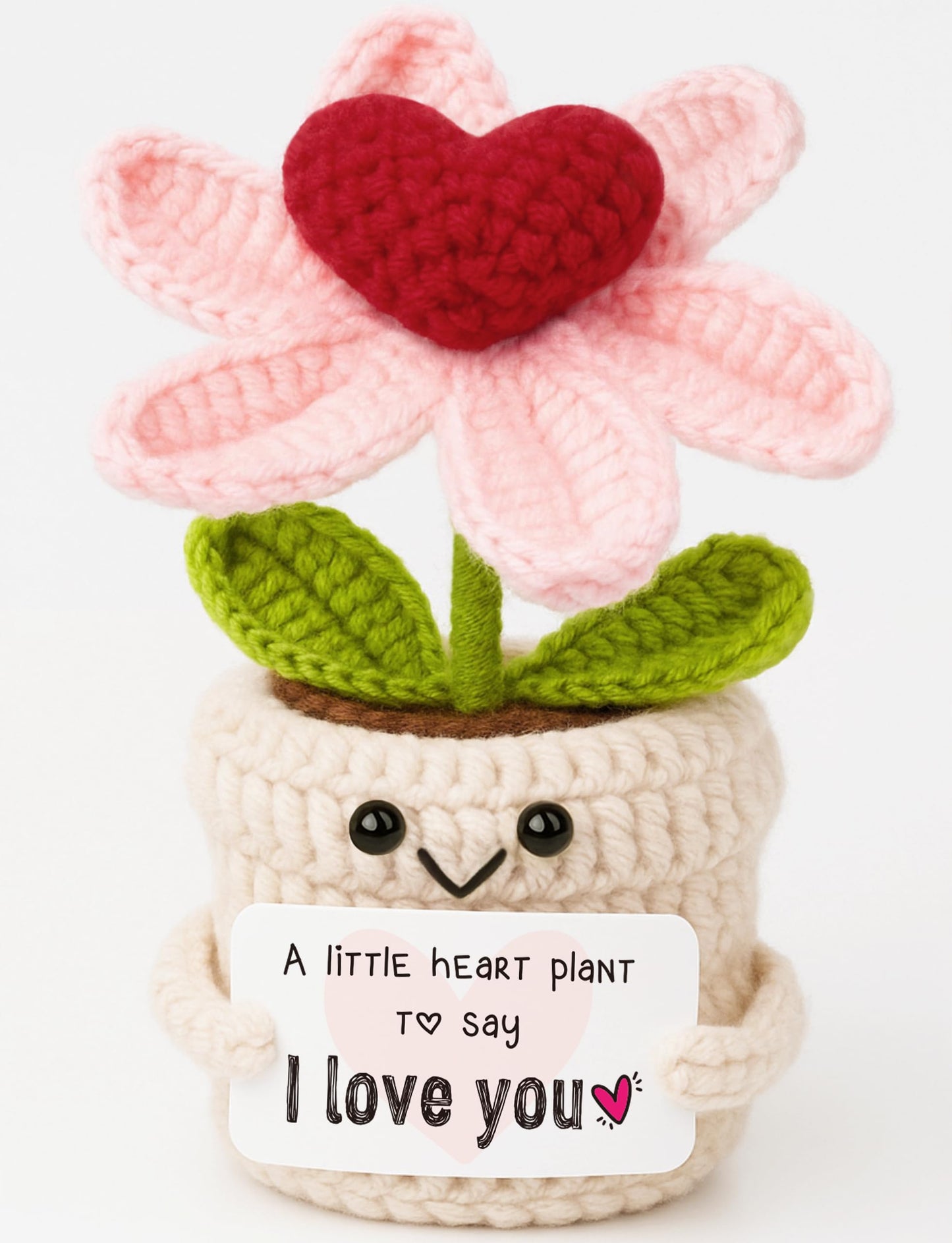 Frabaca I Love You Gifts for Birthday, Valentines, Easter, Anniversary Wedding Gift for Girlfriend, Wife, Fiancee, Christmas Stocking Stuffers - Crochet Heart Flower Mother's Day Decorations