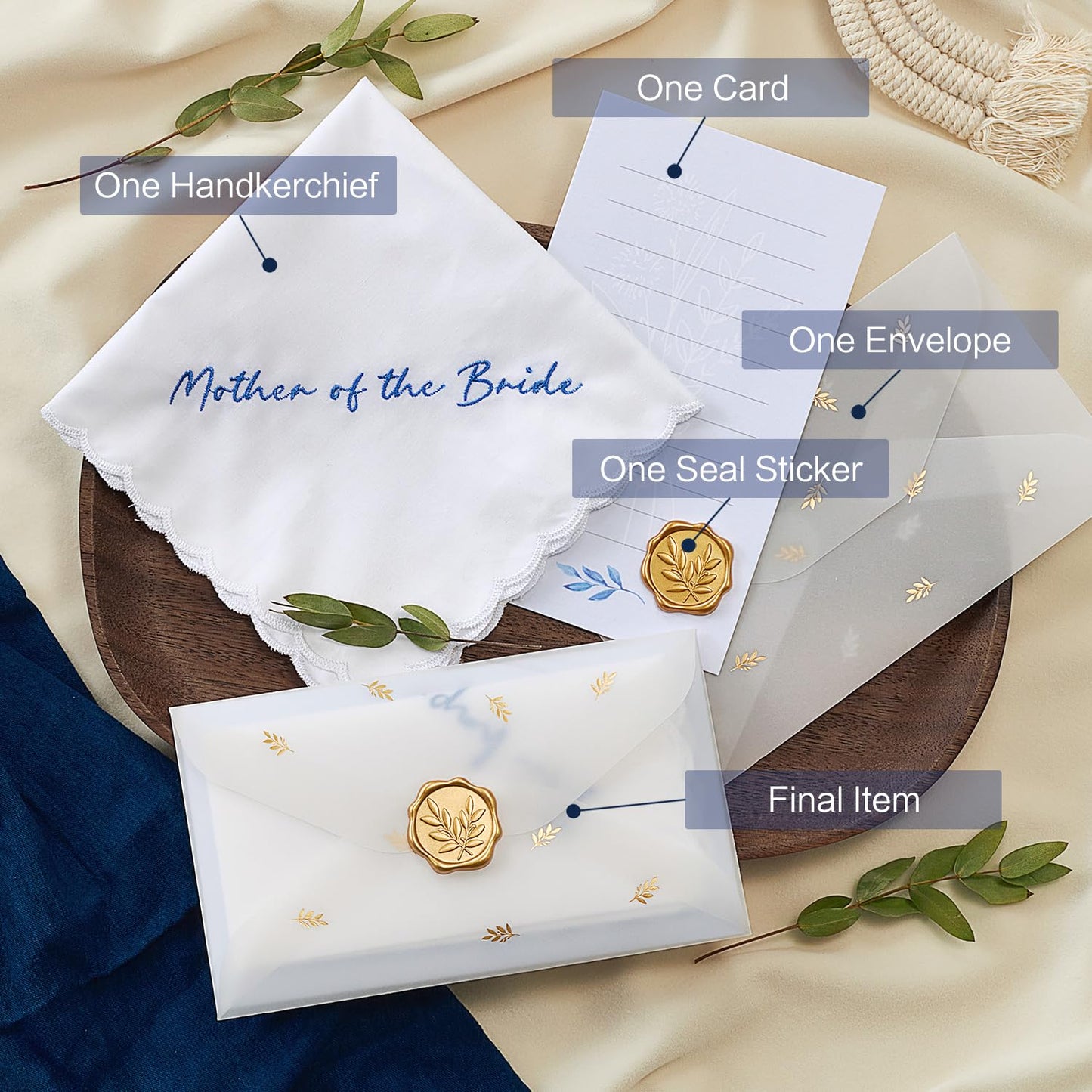 TRULIVA Wedding Gifts, Wedding Handkerchief, Mother of the Bride Gifts, Something Blue