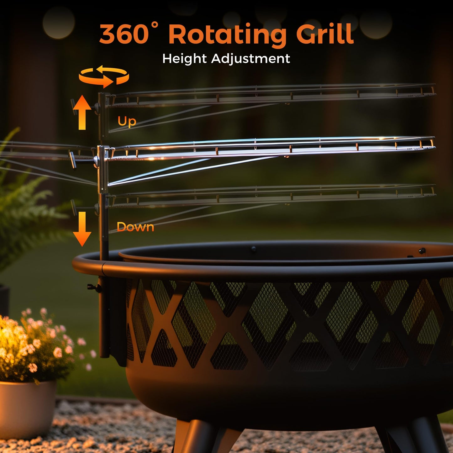 BALI OUTDOORS Outdoor Fire Pit for Wood, Portable Fire Pits for Outside Wood Burning, Patio Firepits for Outside with Grill, Spark Screens
