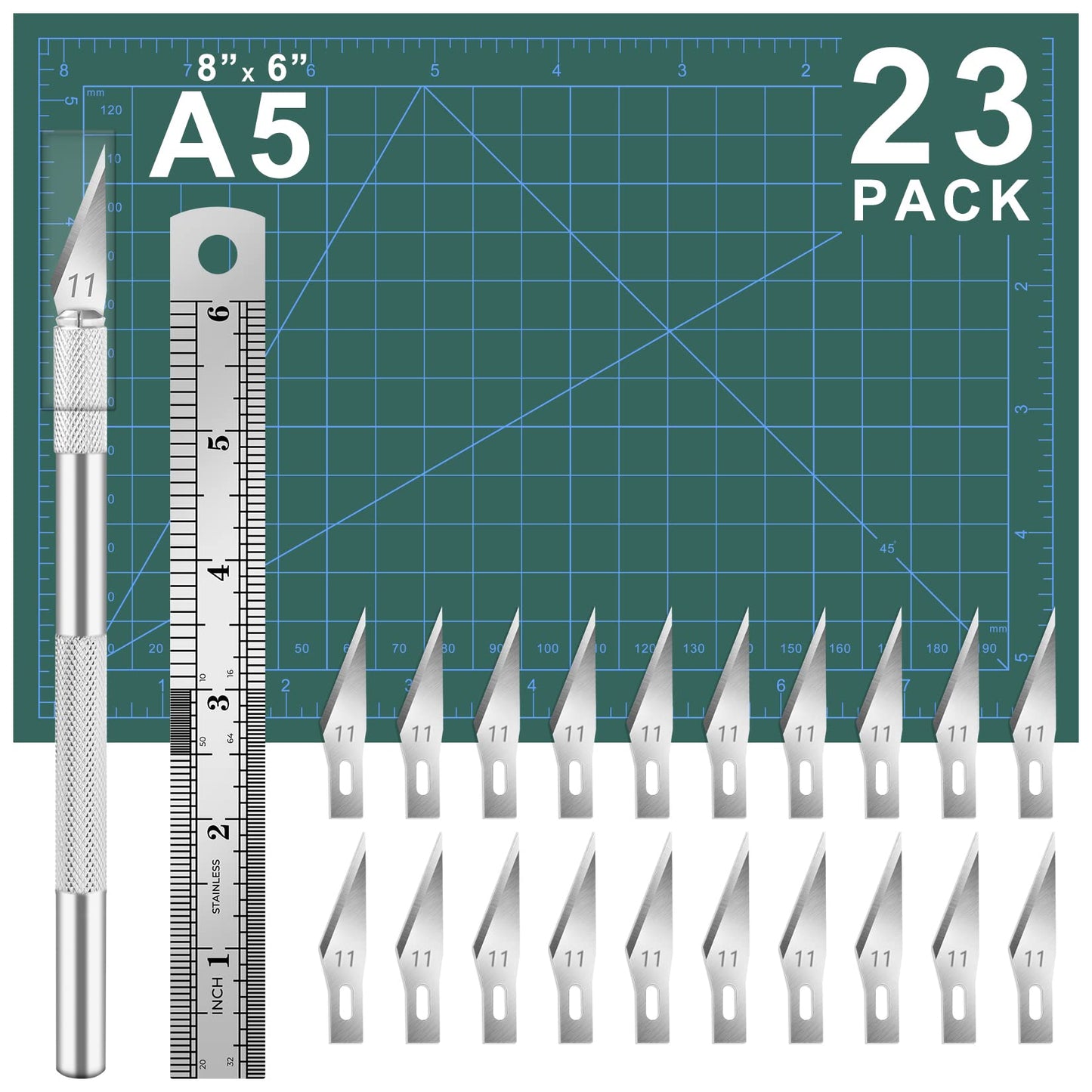 DIYSELF 23 Pack Exacto Knife Craft Knife Precision Carving Hobby Knife Kit, 20 Spare Art Knife Blades for Art, Scrapbooking, Stencil