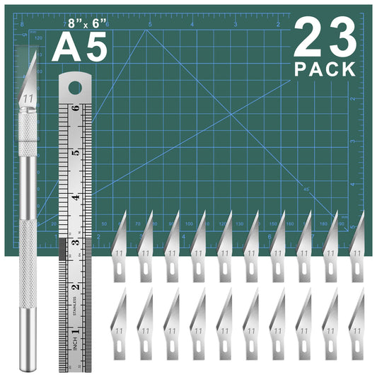 DIYSELF 23 Pack Exacto Knife Craft Knife Precision Carving Hobby Knife Kit, 20 Spare Art Knife Blades for Art, Scrapbooking, Stencil