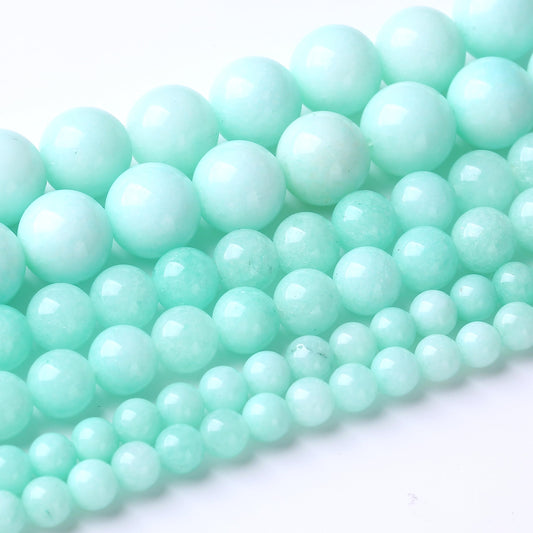 32PCS 12MM Amazonite Blue Jade Stone Beads Energy Healing Beads for DIY Jewelry Bracelet Necklace Making for Jewelry Making 15Inch