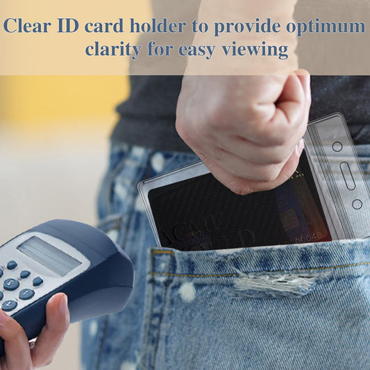 50Pcs Badge Holder, Extra Thick ID Card Name Badge Holder, Vertical Name tag Holder with Waterproof Type Resealable Zip