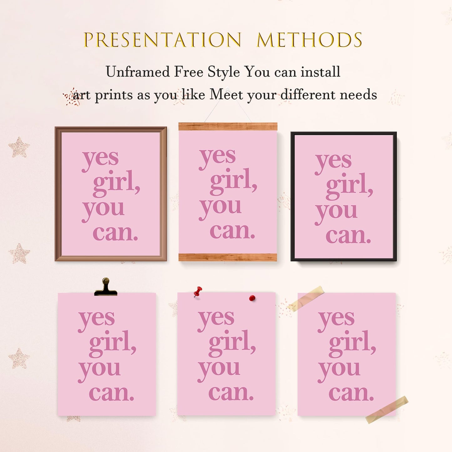 LARTSFRO Coquette Inspirational Pink Girls Room Decor Posters,Inspirational Pink Girls Minimalist Wall Art Room Decor Bedroom Dorm Room Bathroom,Aesthetic Gifts For Teen Girls,10x8 inch Set of 4 Pictures(UNFRAMED)