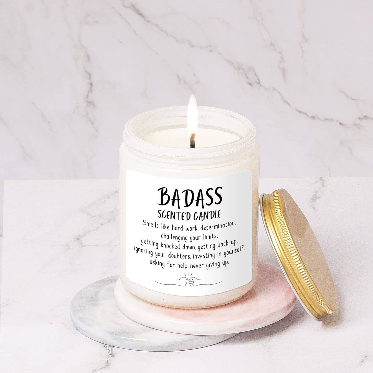 Sinsufur Congratulations Gifts for Women, Inspirationalfor Friends Coworkers, Birthday Christmas for Women - Boss Lady, New Job, Promotion Gift, 7oz Badass Scented Candle
