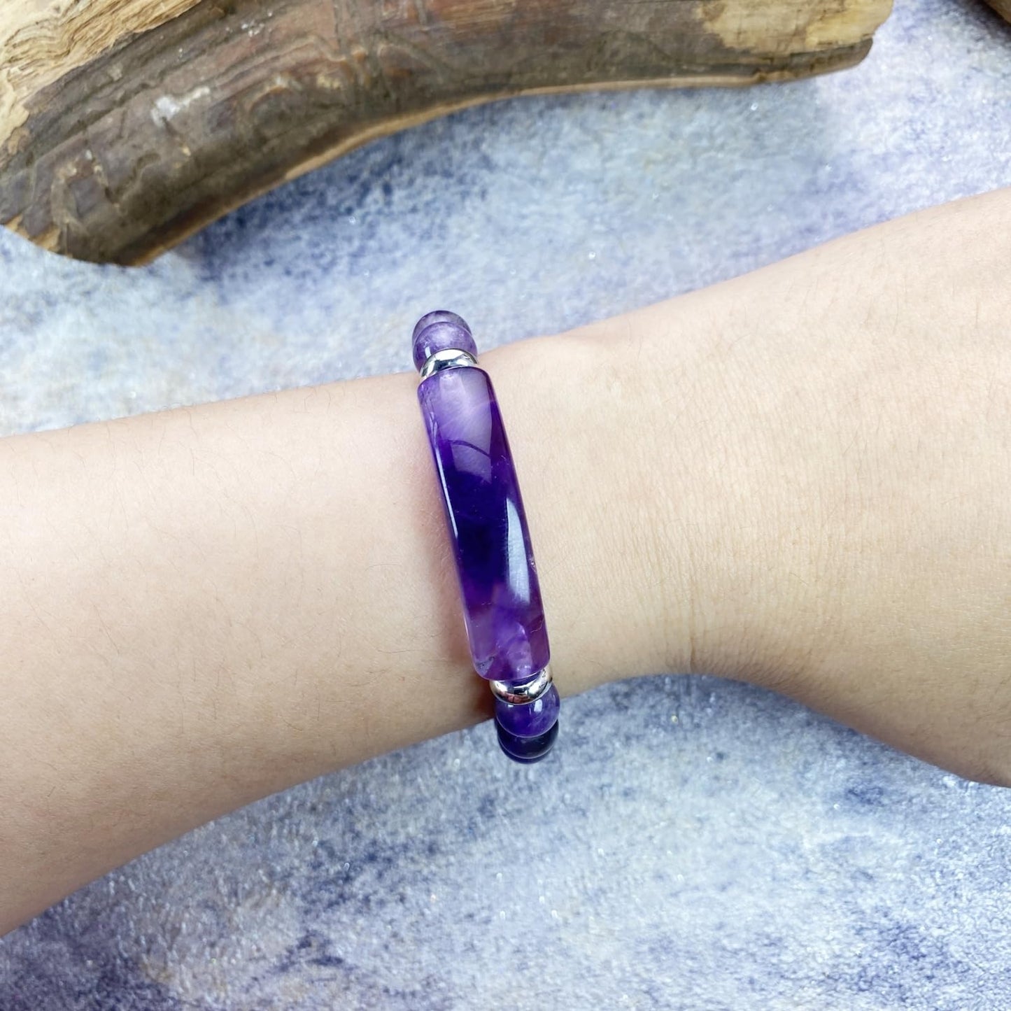 EDEN'S CALL 8mm Healing Crystal Beads Stretch Bracelet Handmade Good Luck Energy Chakra Stone Beaded Bangle, Amethyst