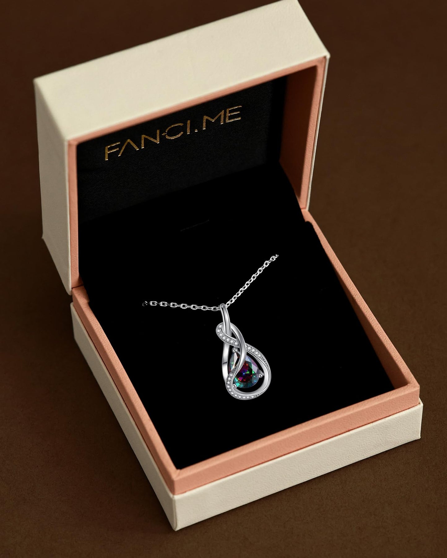 FANCIME Alexandrite Necklace June Birthstone Sterling Silver Infinity Knot Pendant Necklace Gemstone Fine Jewelry Birthday Graduation Mothers Day Gifts for Women Mom