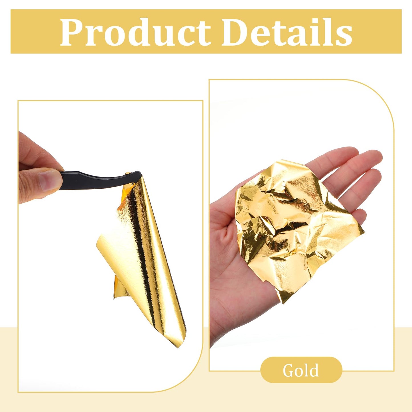 Maitys 400 Pcs Imitation Gold Leaf Sheet, for Art Silver Foil Sheet Set with Brush and Nipper for Painting Gilding Picture Frame Sculpture DIY Craft Decoration Furniture, 3.5 x 3.5 Inches(Golden)