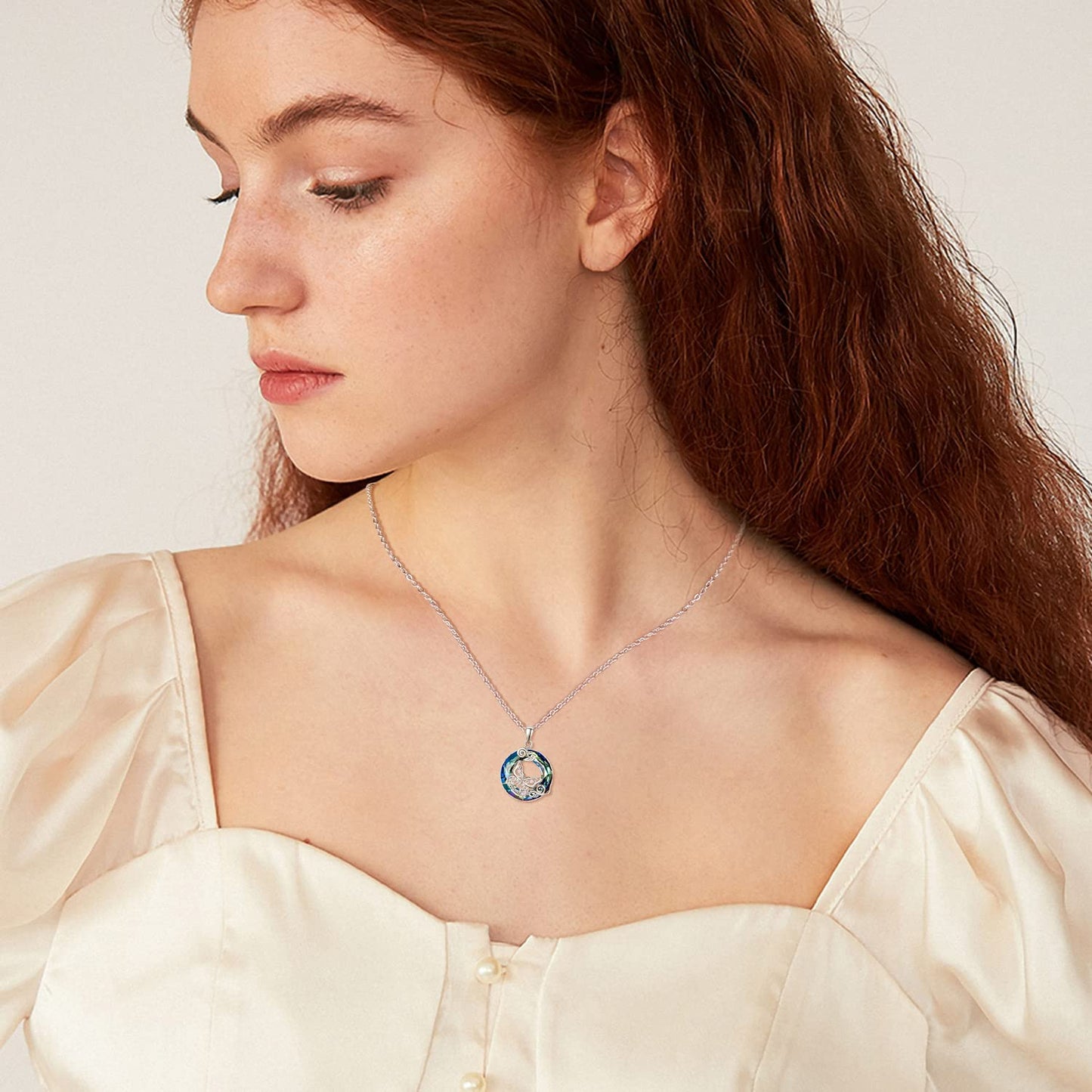 AENEAS Butterfly Necklaces for Women Sterling Silver Butterfly Pendant Necklace Blue Crystal Butterfly Jewelry Gifts for Women