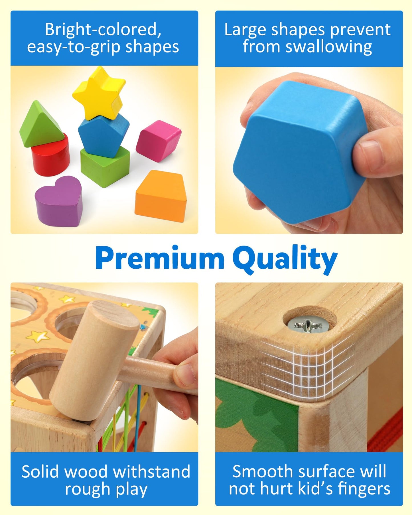Coogam Wooden Montessori Toys for Toddlers, Shape Sorting Cube Fine Motor Skills Game for Year Old 18 Month+ Baby Boys Girls Gift