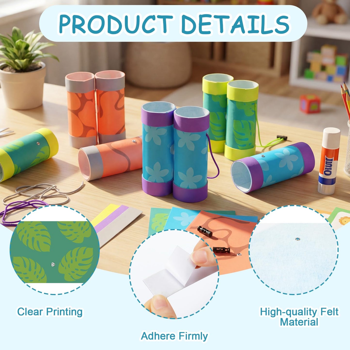 Copkim 24 Pcs Tube Binoculars Crafts Kit, DIY Felt Binoculars Fun Home Activities Vbs Bible Party Supplies Outdoor Holiday Decor