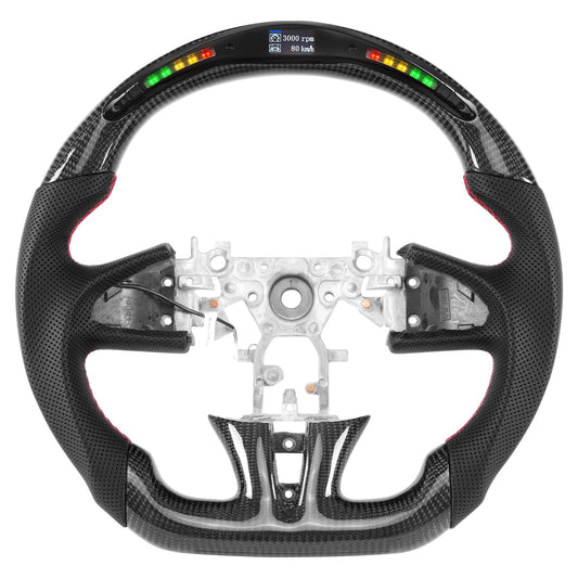 Steering Wheel for Infiniti 2014-2017 Q50 LED Display Indicator Real Carbon Fiber Steering Wheel Perforated Leather Anti-Slip for 2014-2017 Q50