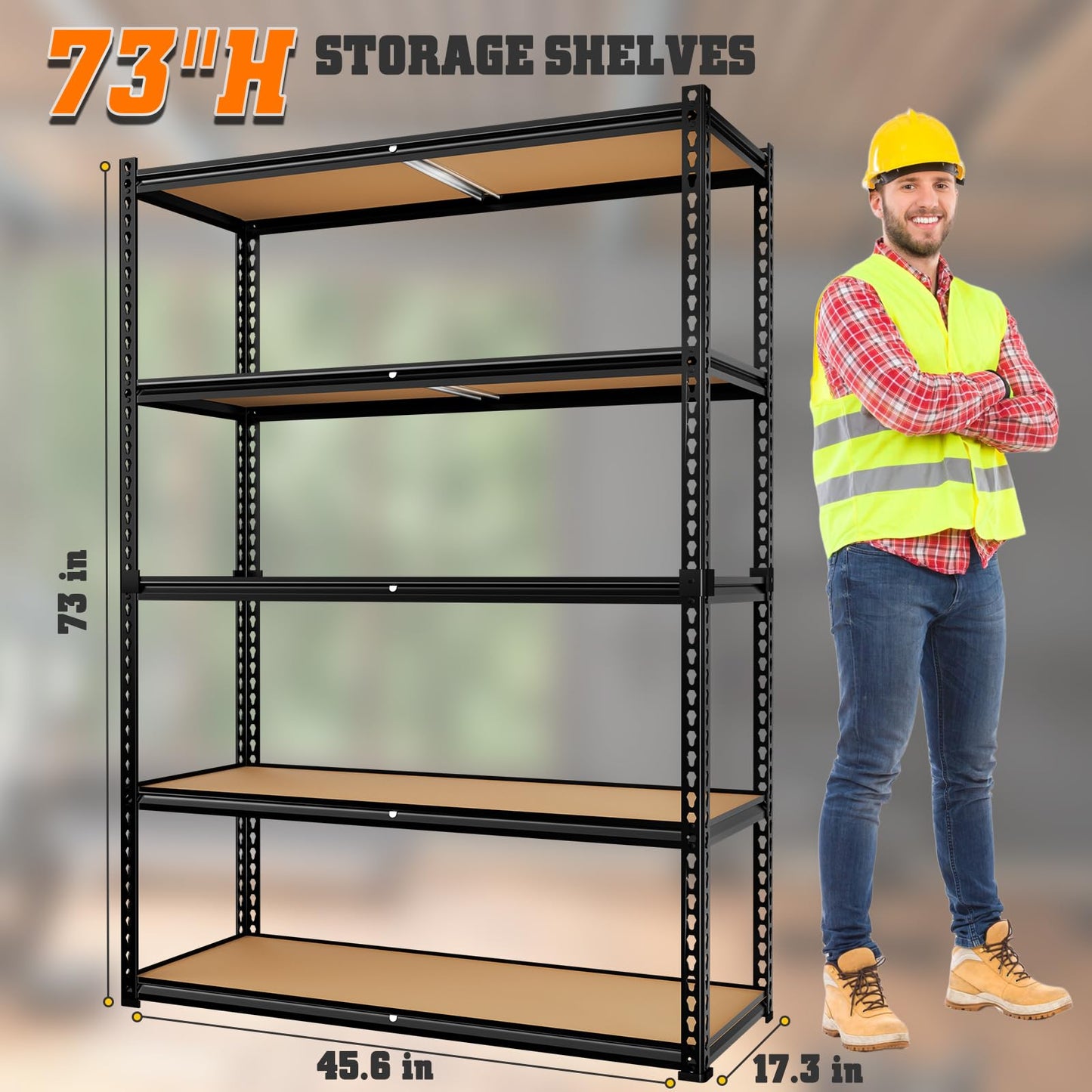 LEVELEVE 5-Tier Heavy Duty Storage Shelving Unit, 2000 lbs Capacity, Adjustable Metal Utility Shelf, 48" L x 18" W x 73" H for Garage, Kitchen, Pantry, Basement, Bathroom, Laundry,3 Pack