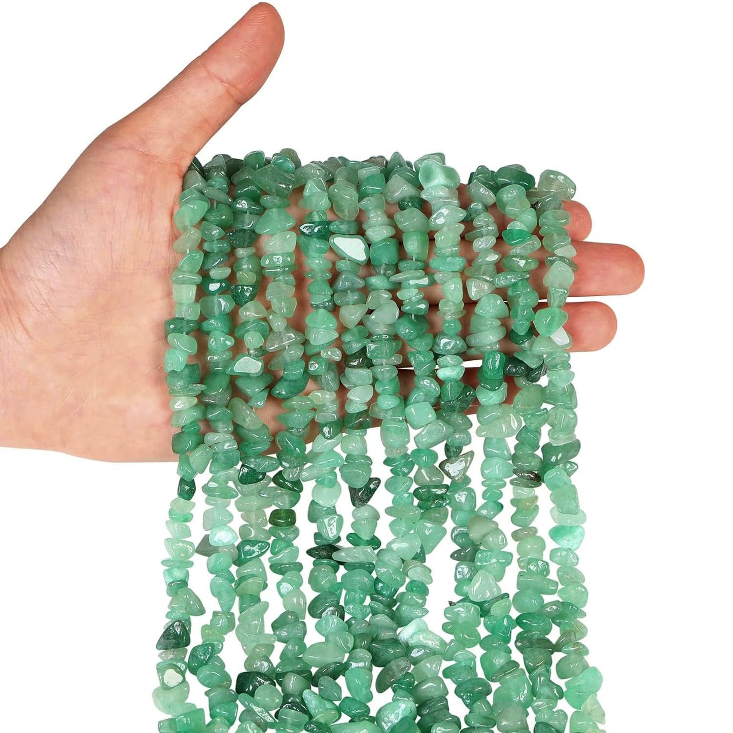 Natural Chip Stone Beads 450pcs Green Aventurine Chips 5-8mm Genuine Real Irregular Healing Crystal Rocks Hole Drilled DIY Loose Gemstone Beads for Jewelry Making Bracelet Earrings Necklace Crafting