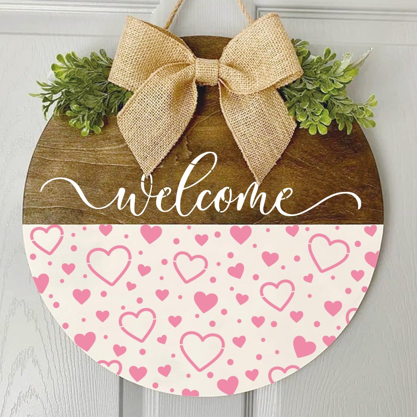 Welcome Stencils for Painting on Wood Doormat, Half Round Stencils for Crafts Reusable for Door Mats Furniture Sign Canvas DIY (hafl22)