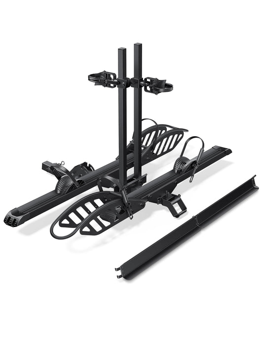 Young Electric E-Bike Rack with Ramp, Hitch 2 Bike Rack, 200 lbs Capacity Electric Bike Carrier, Foldable Platform Mount for Cars, Trucks, SUVs, Minivans, Up to 5-Inch Fat Tire for 2'' Receiver