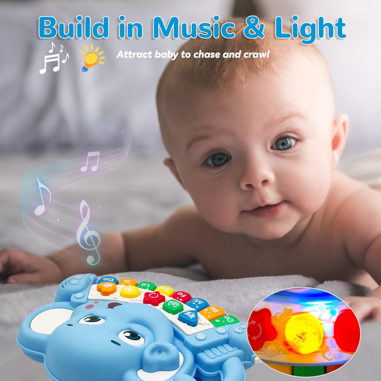 Baby Music Toys for Toddlers, Light Up Music Baby Toys for 18+ Months Early Learning Educational Piano Keyboard Infant Toys Baby Boy Girl Gifts (Elephant)