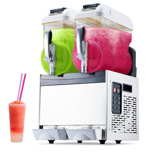 Commercial Slushy Machine 12Lx2 Double Tank, Frozen Drink Maker for Margaritas, 68 Cups Slush Cocktai Drink, Smoothie Machine, Stainless Steel Slushy Machine for Bar & Party Slushie Maker, White