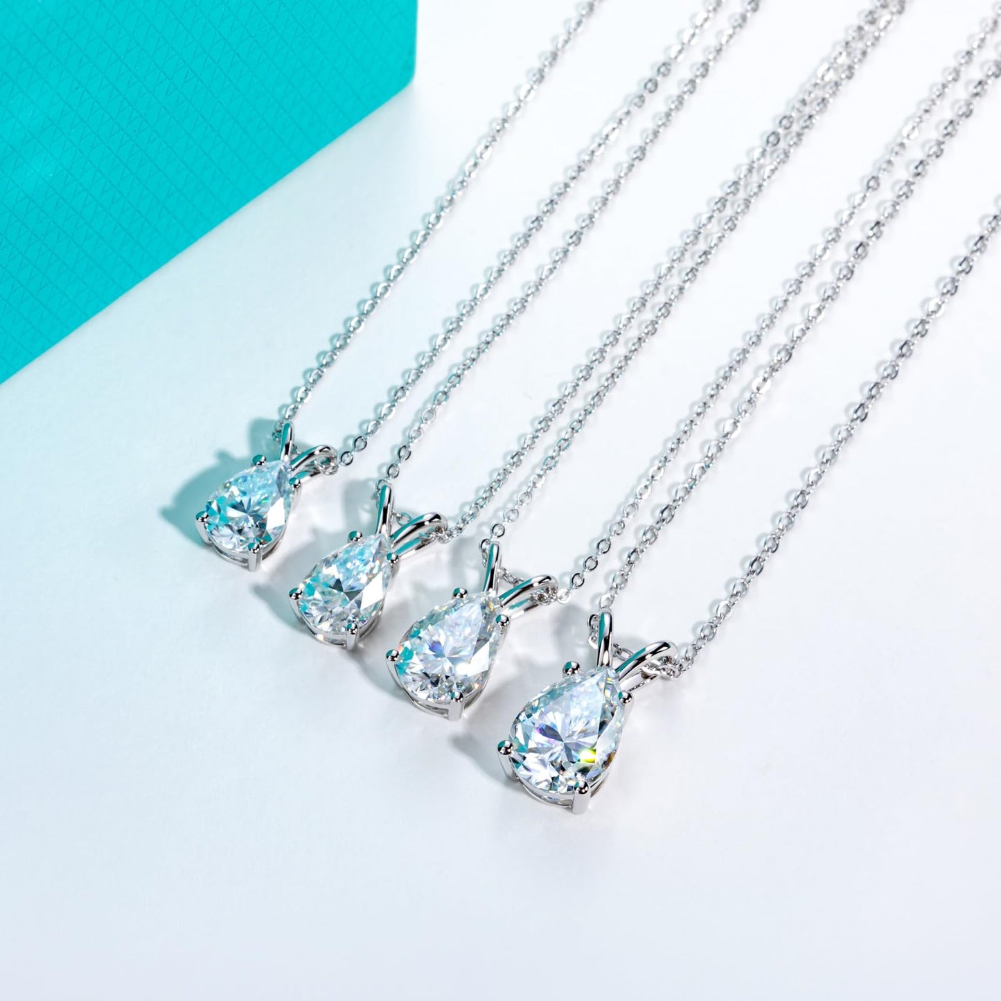 AnuClub Pear Cut Moissanite Pendant Necklace 2CT D Color VVS1 925 Sterling Silver Everyday Wear Necklace for Women Wife Her with Certificate, 40+2+3cm Adjustable Chain