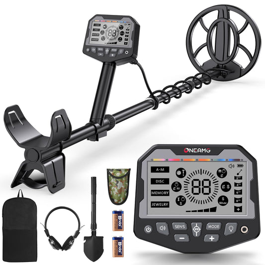 OneAmg Metal Detector for Adults,Higher Accuracy Gold Silver Metal Detectors Kit with Big LCD Display,Advanced DSP Chip 10" IP68 Coil,5 Modes Underwater Gold Detector for Beach Hunting and Backyard