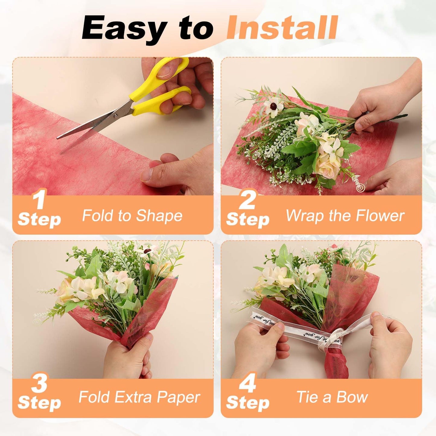 PATIKIL Tissue Paper for Flowers Bouquets (11"x11", Fresh Beige)(70 Sheet) Withdrawable Korean Cotton Wrapping Flower Paper Non-Woven Floral Bouquet Wraps, Suit for - Floral/Gift Packaging