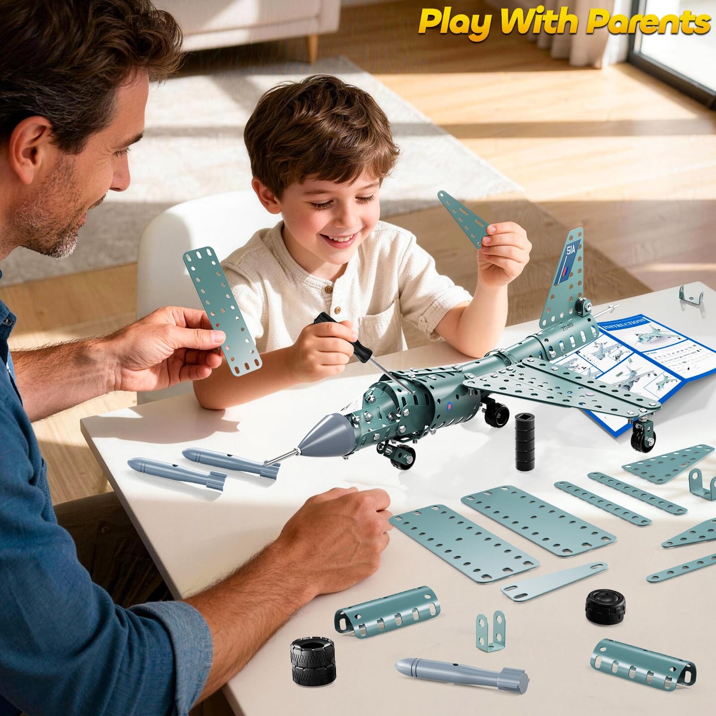 MSKOLER Building Toys Model Airplane Kits for Boys 8-12, Project Building Toys for Kids, Educational Assembly Science Kit, Airplane Toy, Birthday Gifts for Teenagers Boys Ages 8 9 10 11 12