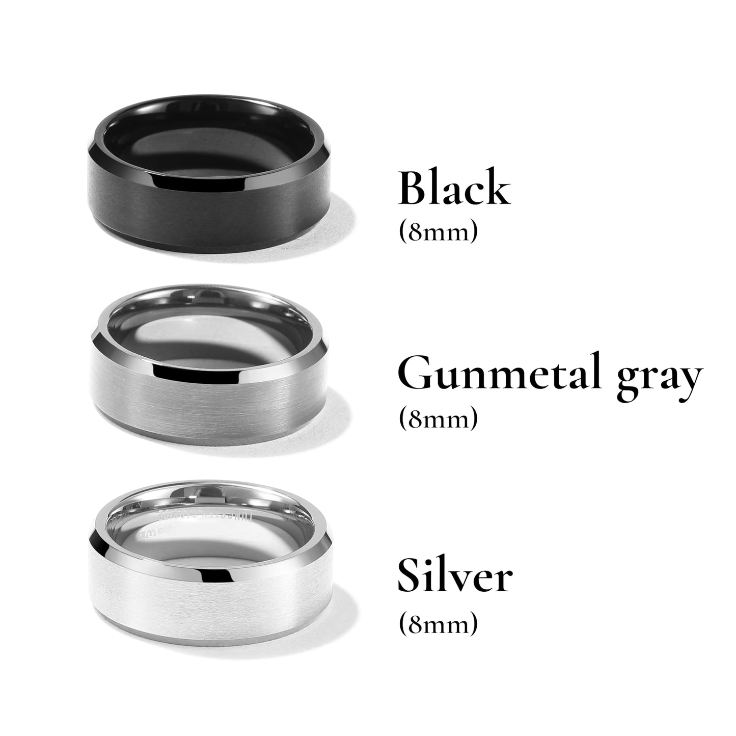 King Will 8mm Basic Wedding Ring For Men with Brushed Matte Surface Beveled Polished Edge Comfort Fit 9