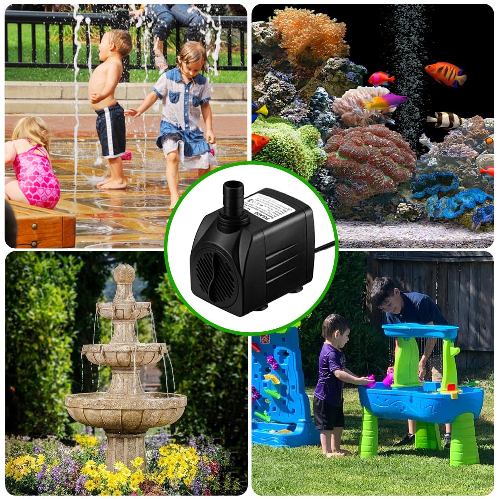 PULACO 400GPH Submersible Pump with 5 ft Tubing, (1500L/H 25W) durable fountain water pump for Pond Fountain, Aquariums Fish Tank, Statuary, Hydroponics