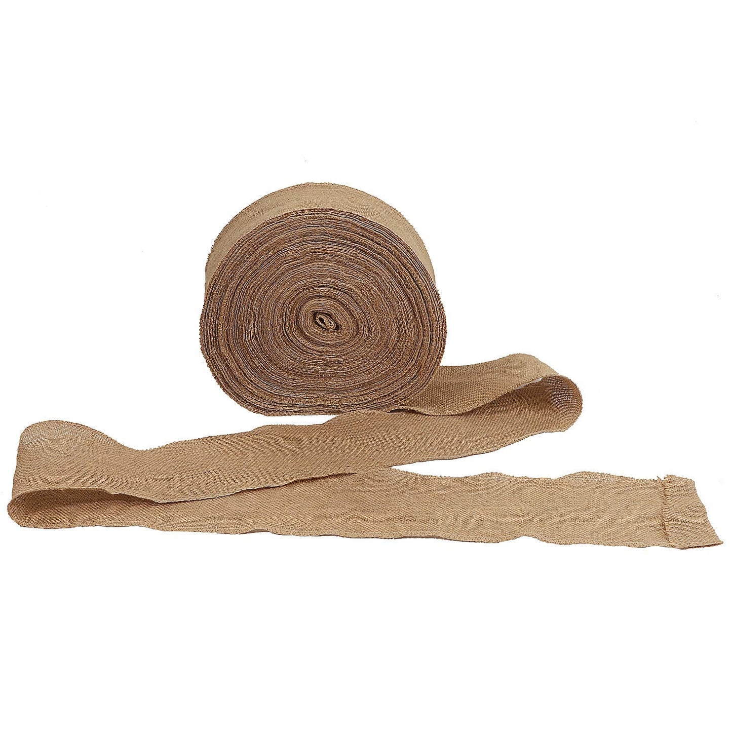 KINJOEK 5 Inch Wide 11 Yards Burlap Ribbon, Natural Jute Fabric Ribbon Crafts Ribbon for Christmas Wedding Gifts Burlap Fabric DIY for Decoration