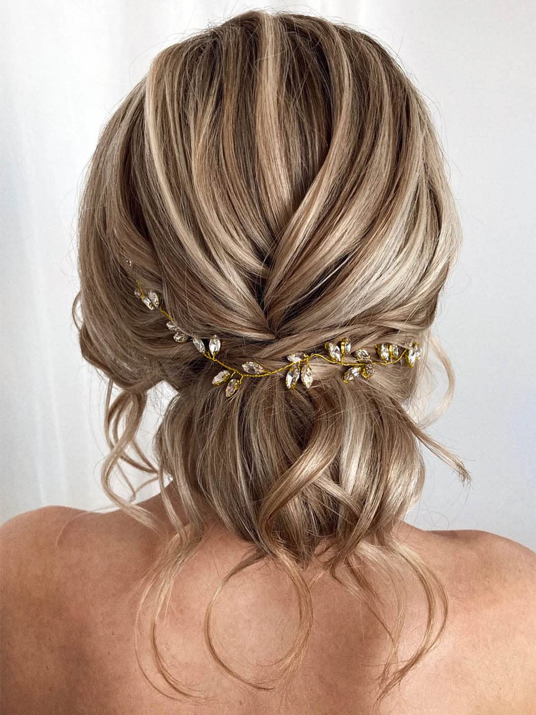 JAKAWIN Wedding Hair Piece for Brides Bridal Hair Accessories Crystal Hair Vine for Women HV190 (2 Gold)