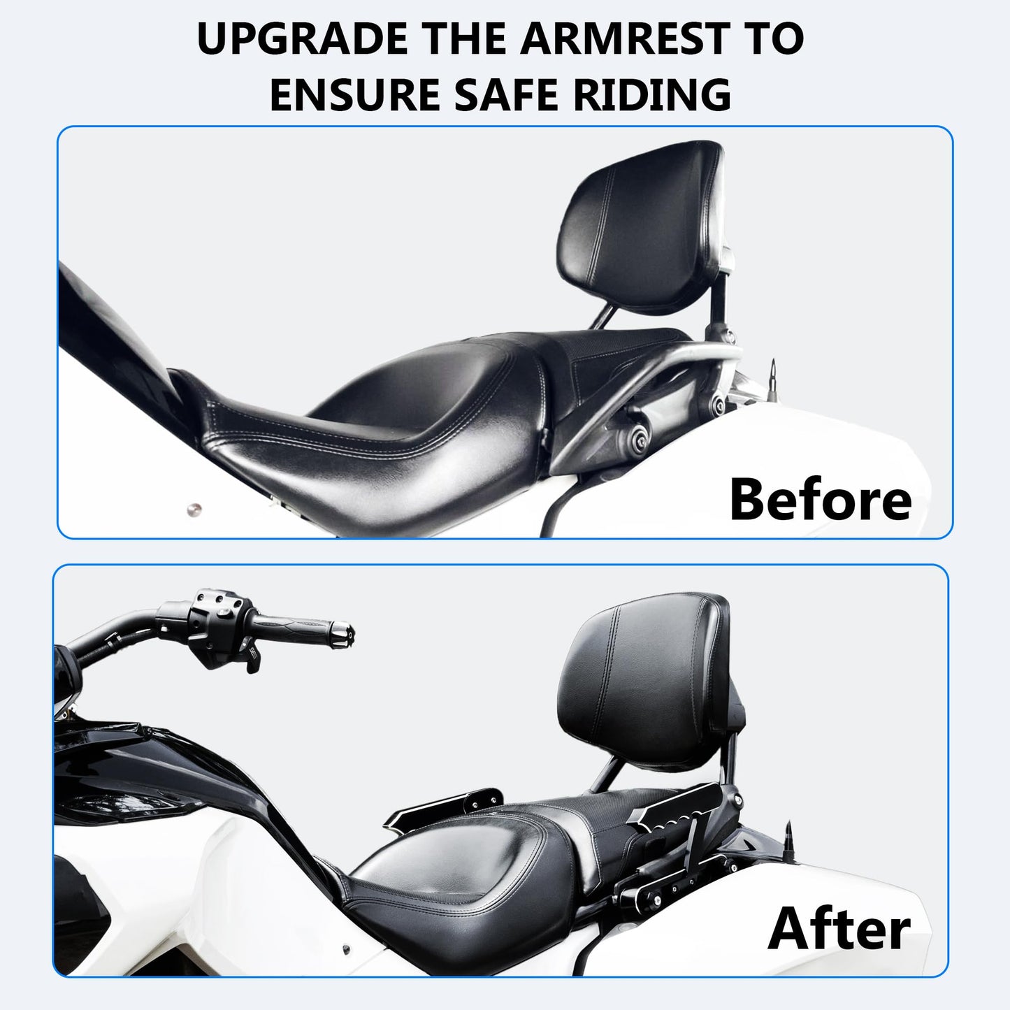 BAKAFOH Adjustable Aluminum Passenger Grab Handles Set Rear Armrests Grabrails Grip Bars for Can Am Spyder F3 F3-L F3-S F3-T 2016-2024 Accessories(Black Style)